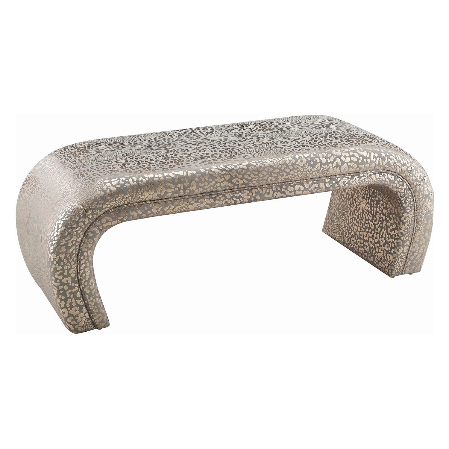 TOV Furniture Kenya Gilded Leopard Bench Paynes Gray