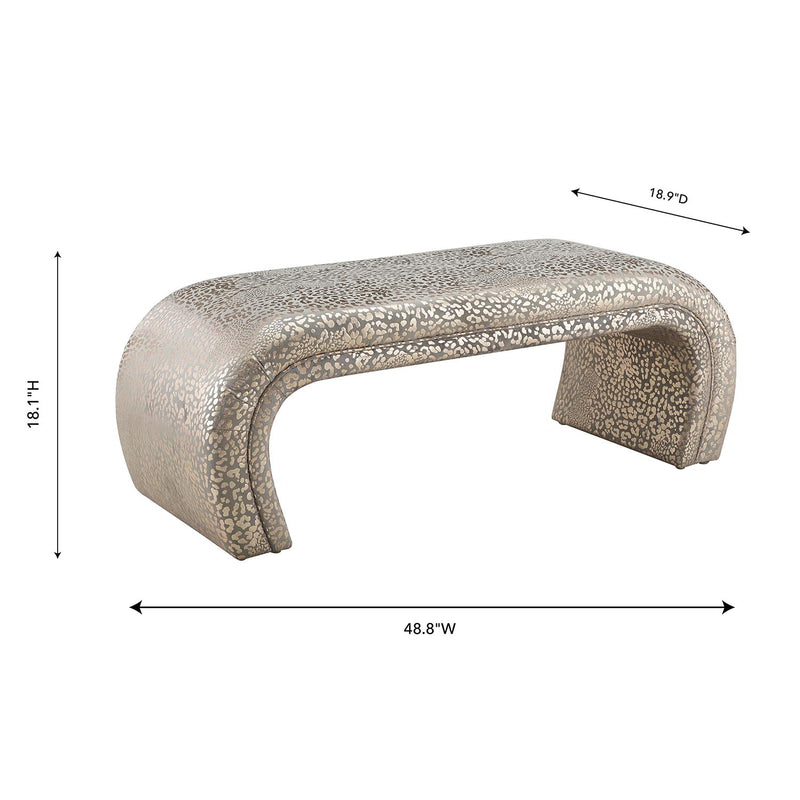 TOV Furniture Kenya Gilded Leopard Bench Paynes Gray