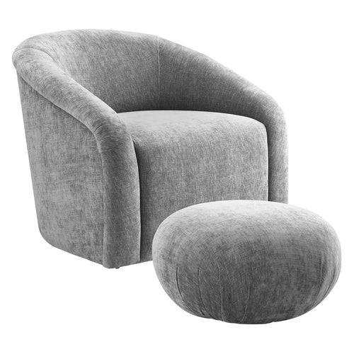 TOV Furniture Boboli Chenille Chair/Ottoman Set