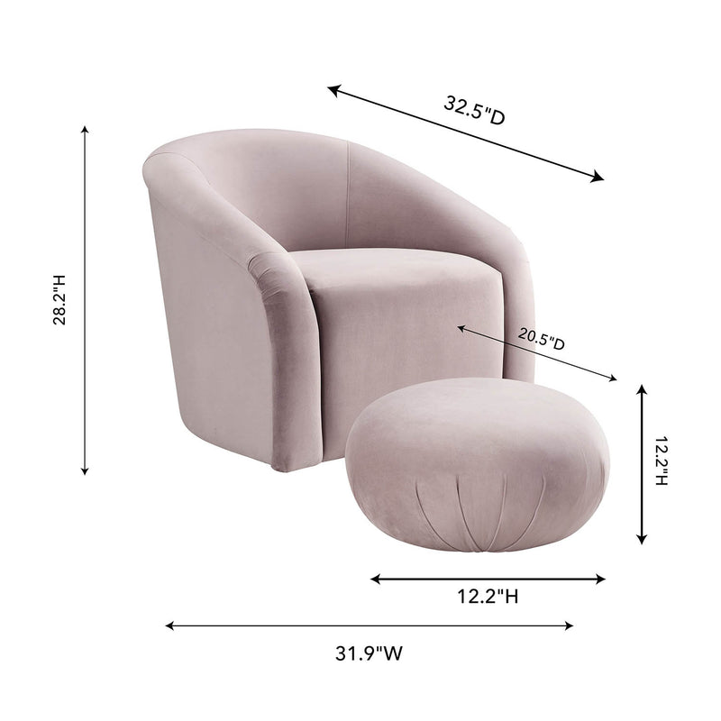 TOV Furniture Boboli Velvet Chair/Ottoman Set