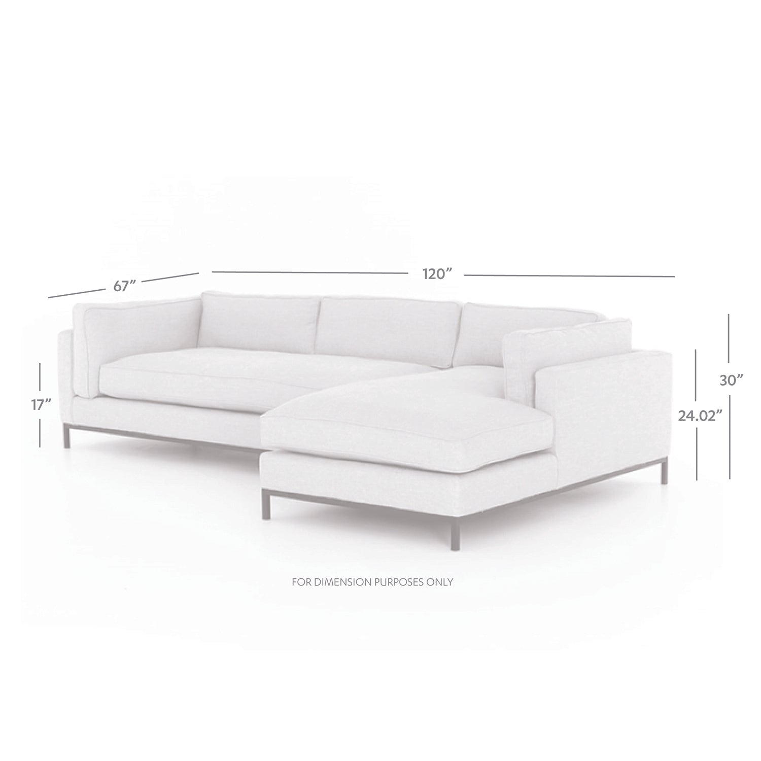 Four Hands Grammercy 2 Piece Right Sectional Sofa - Final Sale