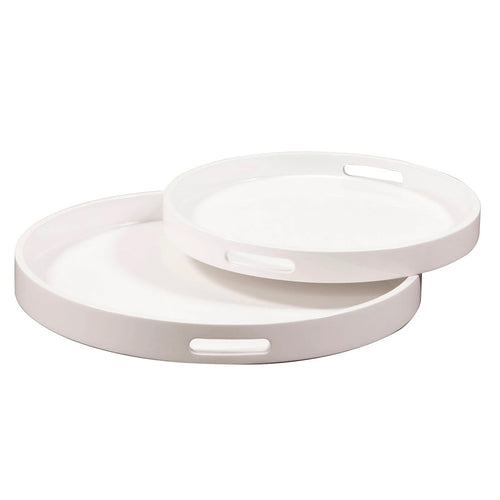 Lacquer Round Wood Tray Set of 2