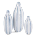 Blue and White Chevron Ceramic Vase Set of 3
