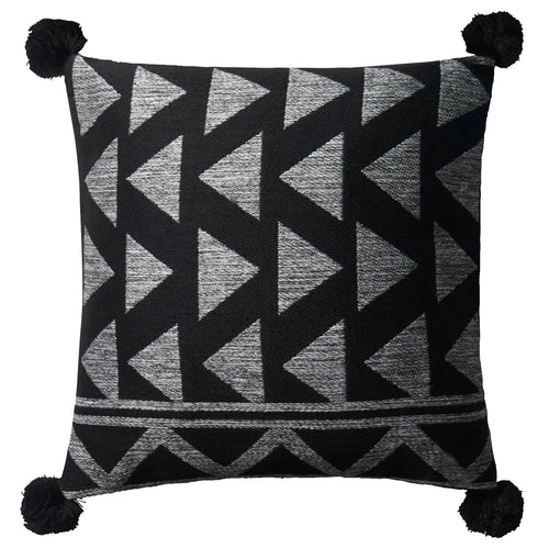 Loloi Pom Pom Black Indoor/Outdoor Pillow Set of 2