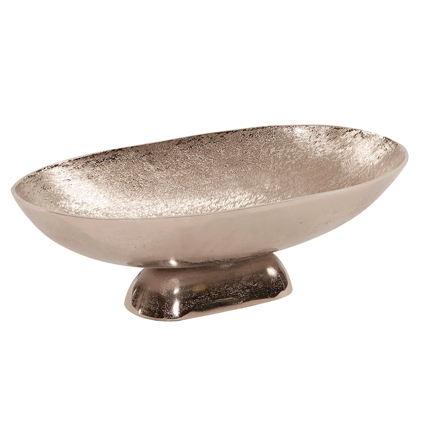 Textured Footed Bright Silver Large Bowl