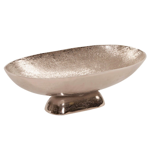 Textured Footed Bright Silver Large Bowl