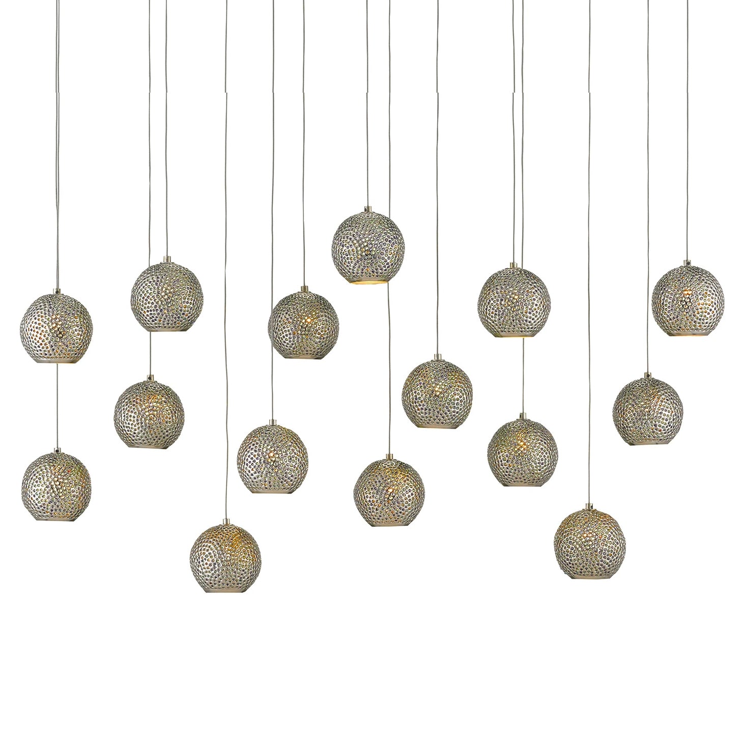 Currey & Co Giro Rectangular 15-Light Multi-Drop Pendant