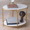 Global Views Oval Iron & Stone Side Table