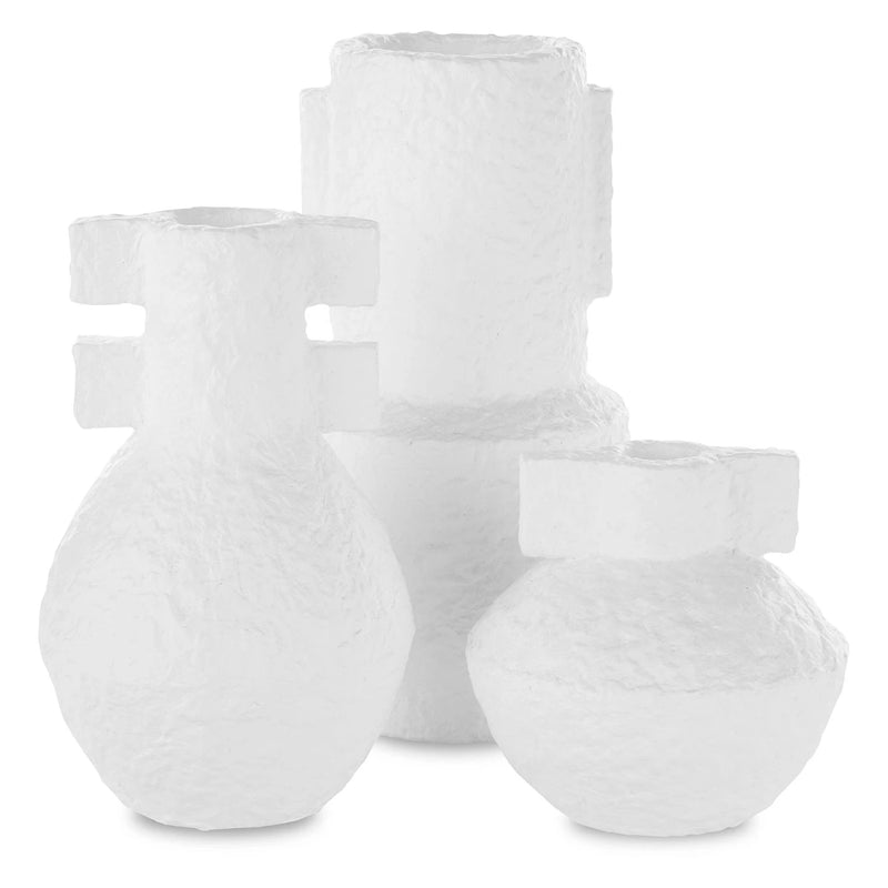 Currey & Co Aegean White Vase Set of 3 - Final Sale