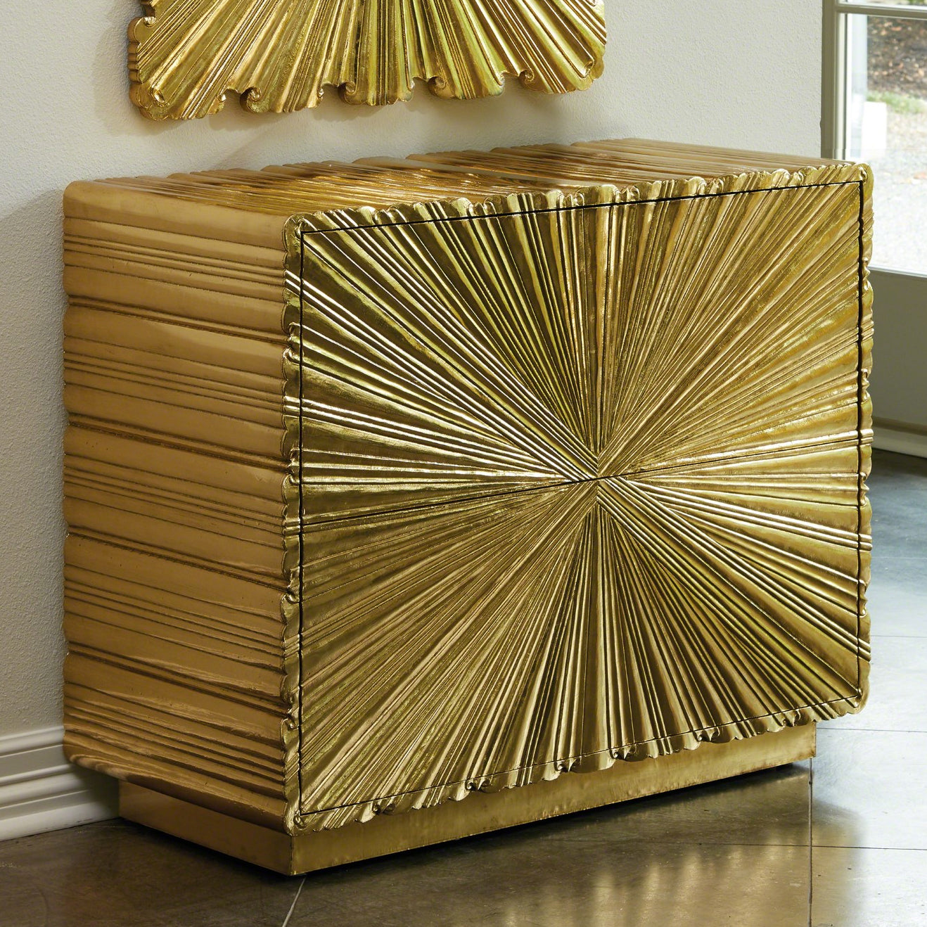 Global Views Linenfold 2 Drawer Chest