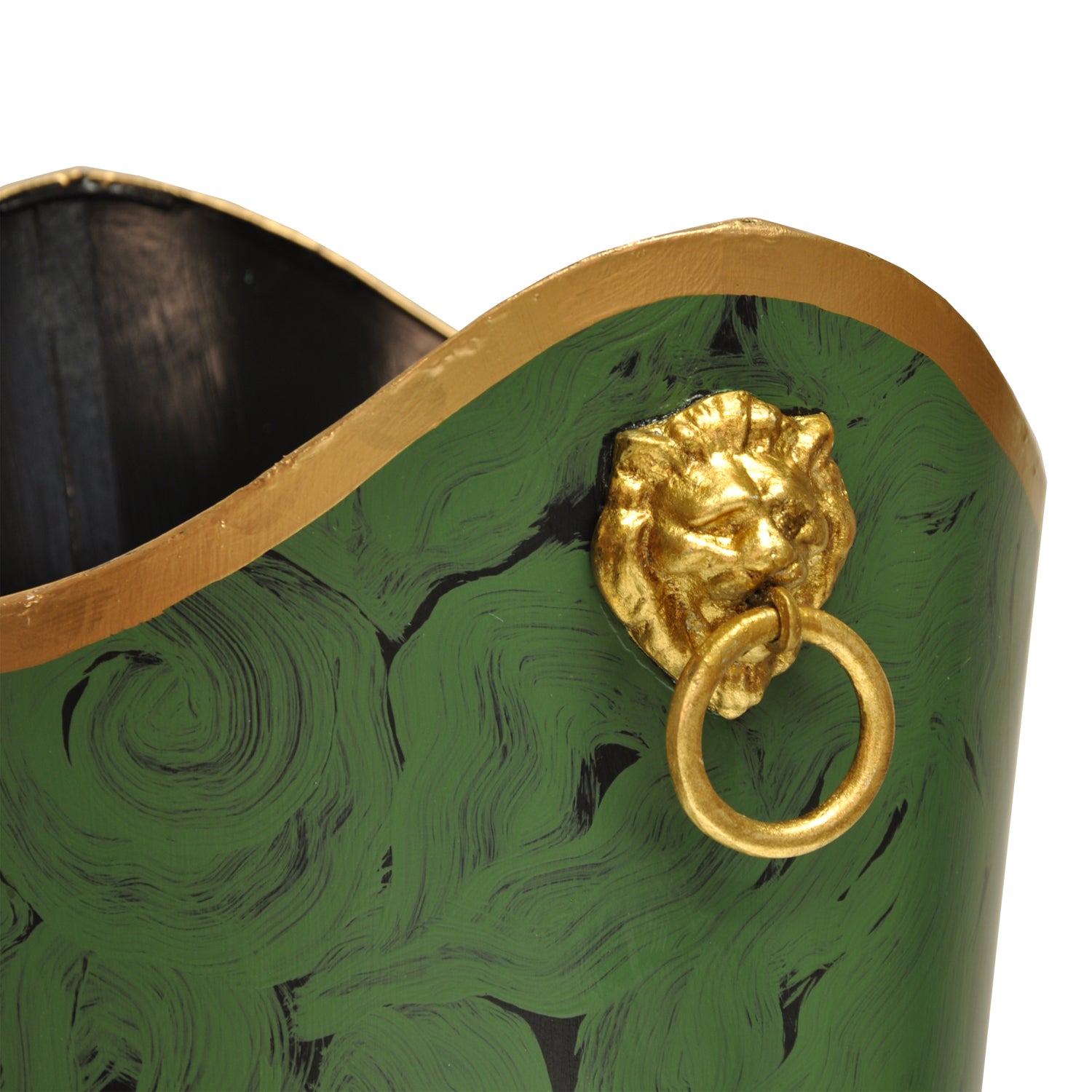 Worlds Away Oval Malachite Wastebasket