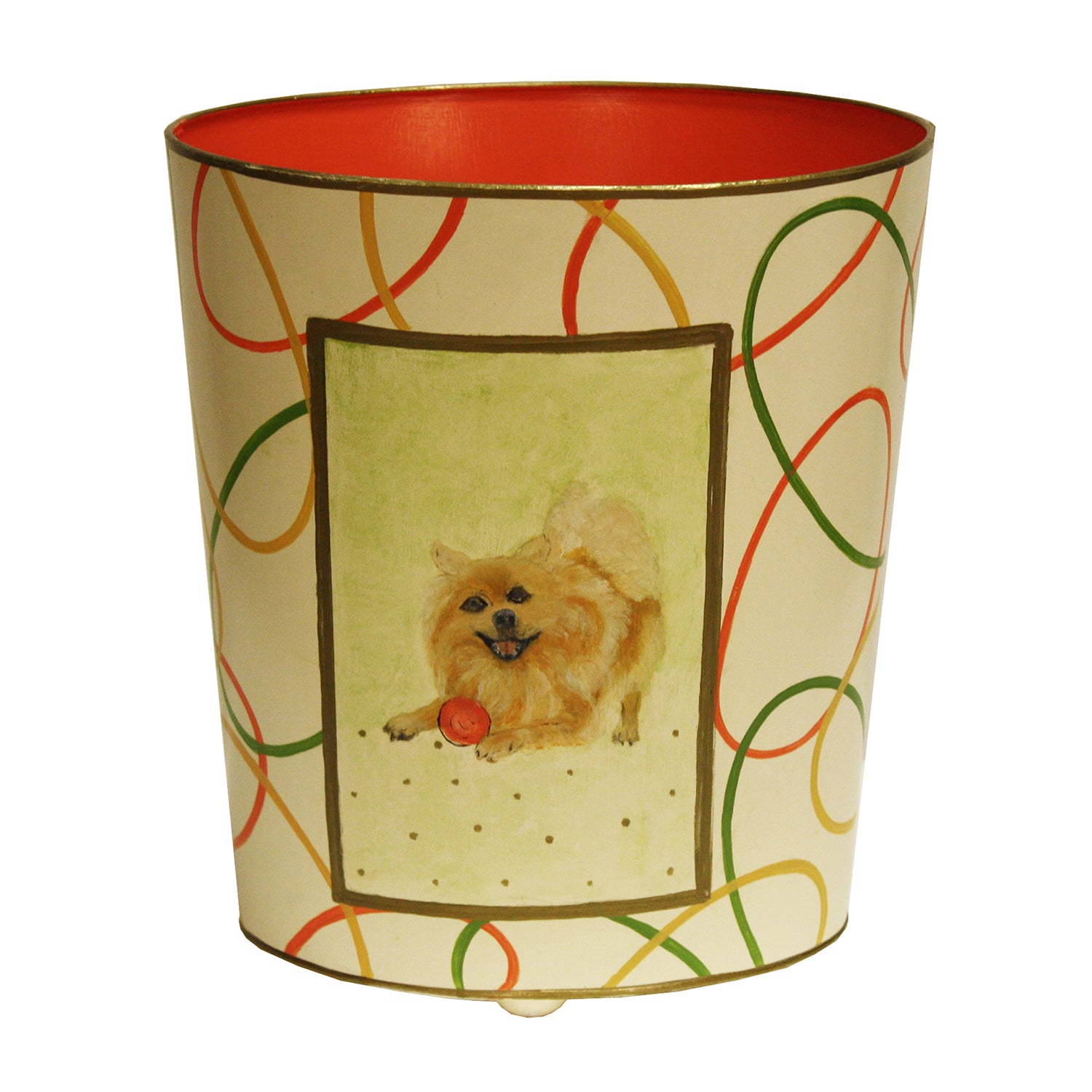 Worlds Away Pomeranian Wastebasket