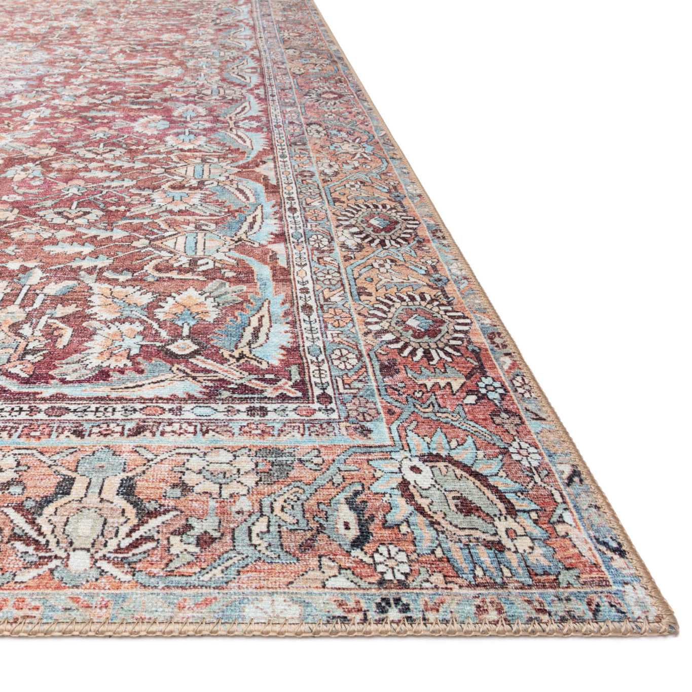 Loloi Wynter Tomato/Teal Power Loomed Rug