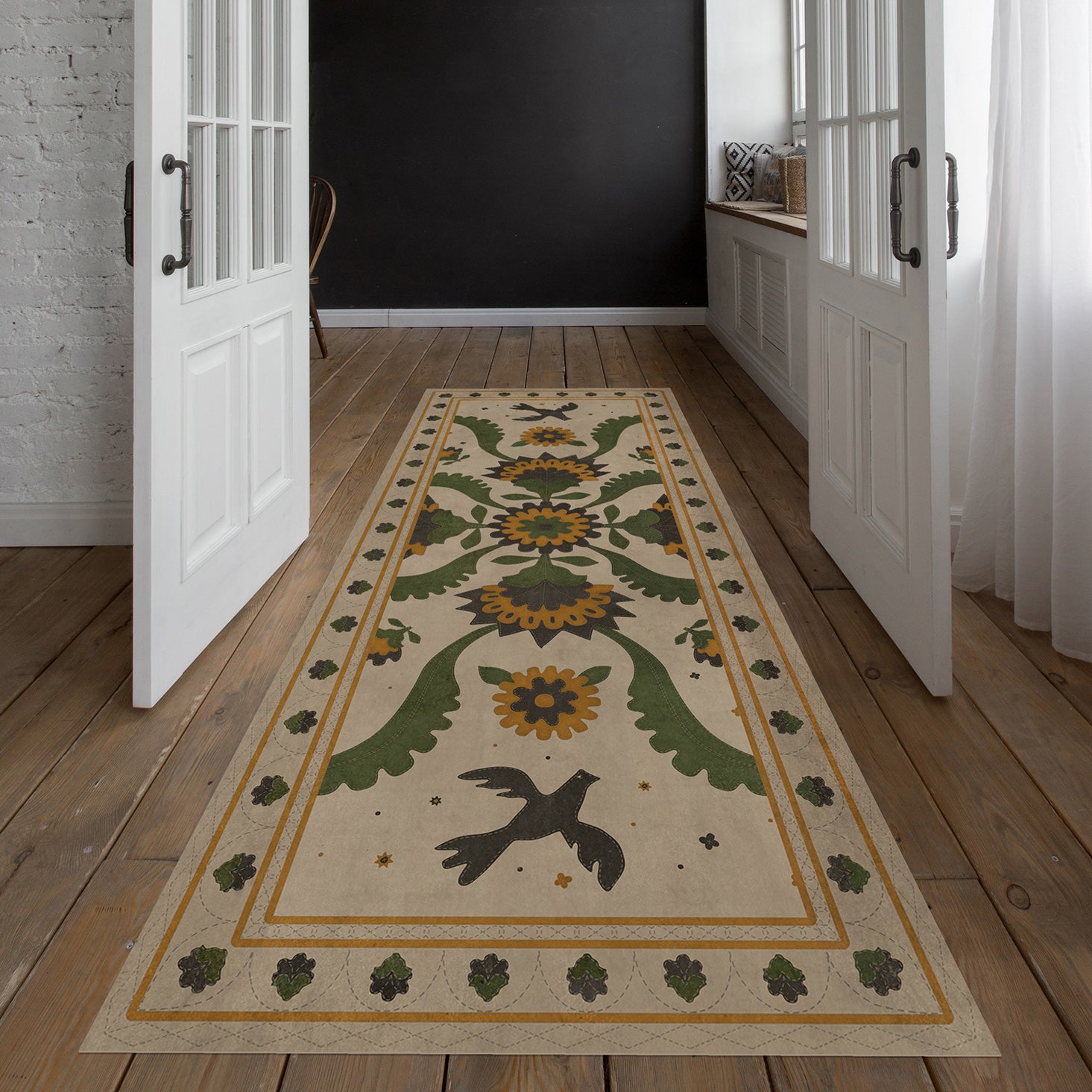 Applique - Wild Bees Song Vinyl Floorcloth