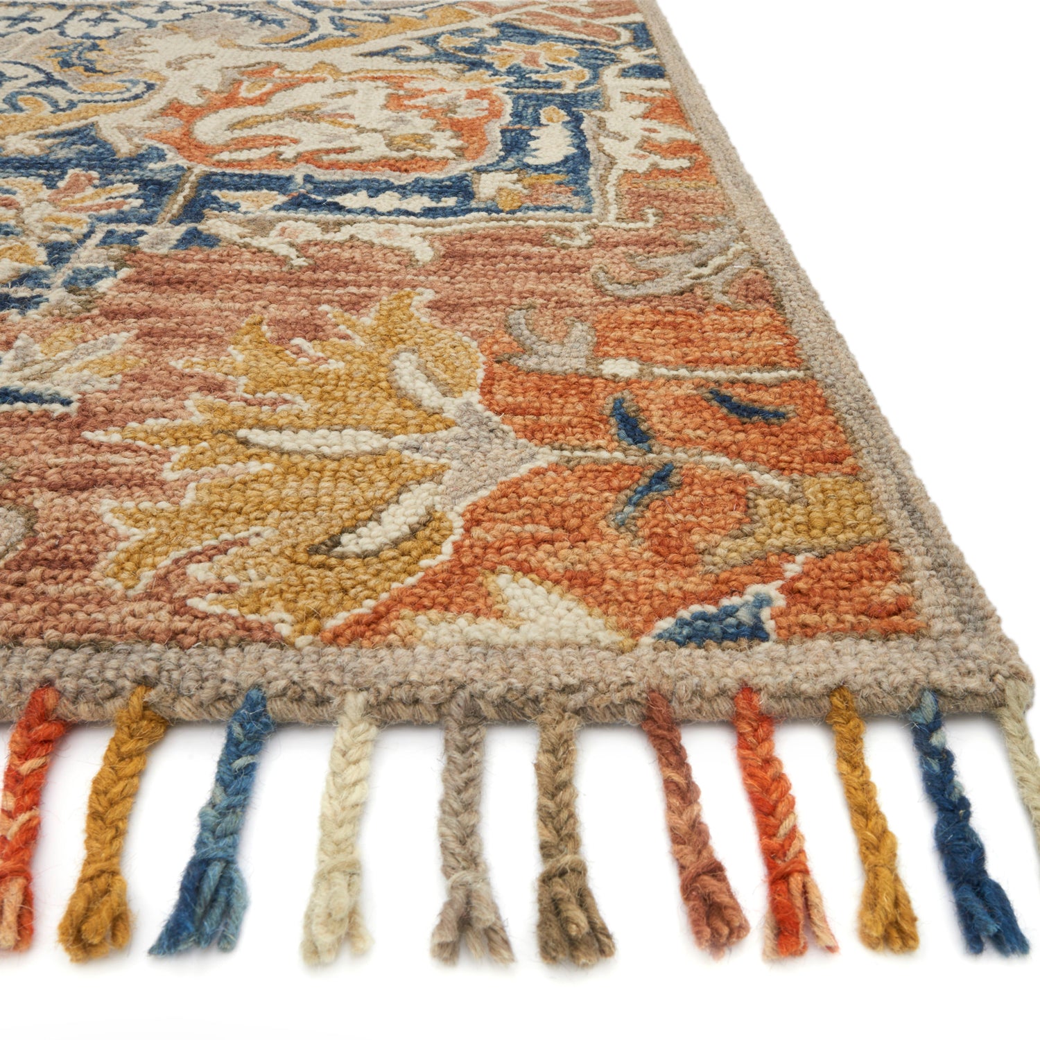 Loloi Zharah Rust/Blue Hooked Rug – Paynes Gray