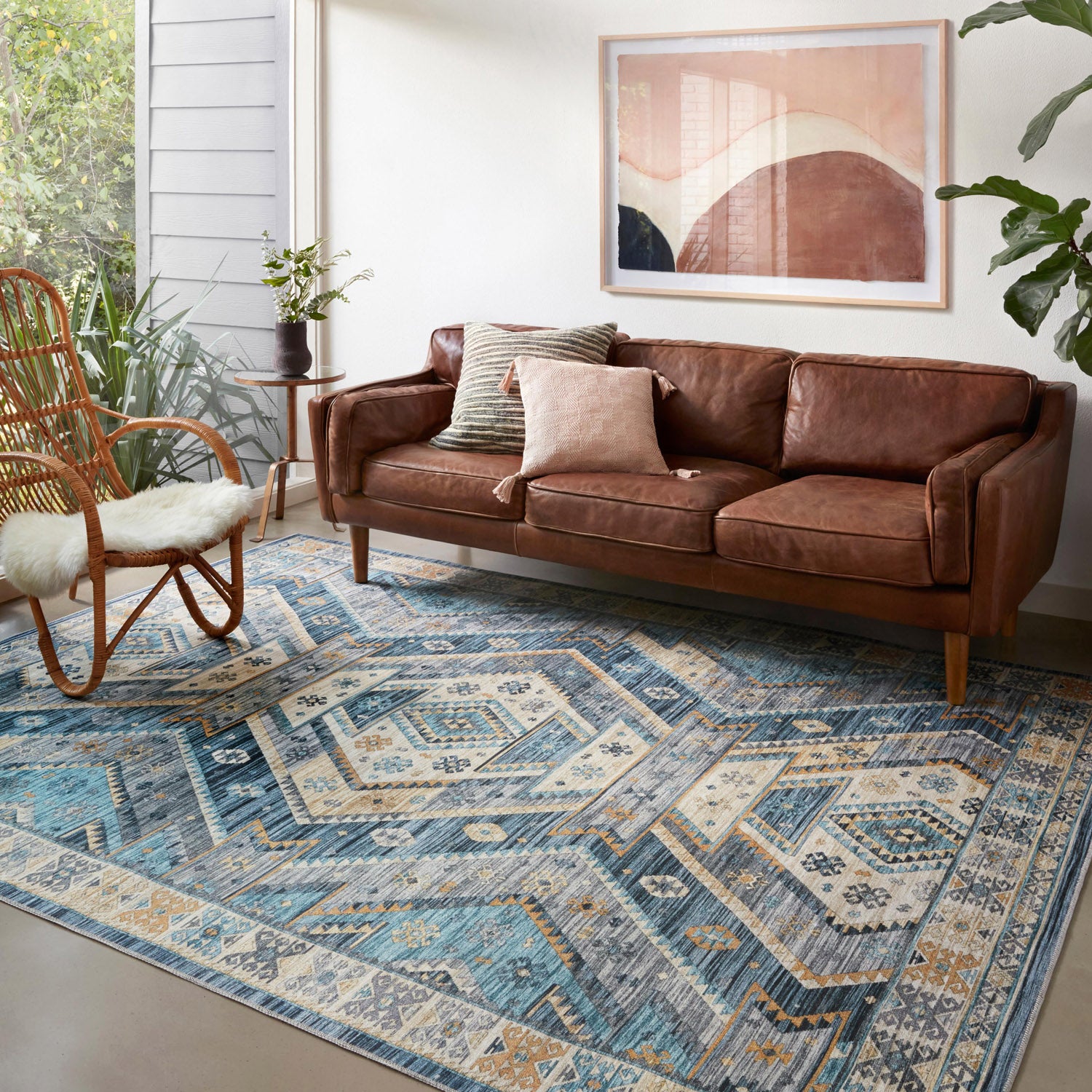 Loloi Zion Ocean/Gold Power Loomed Rug