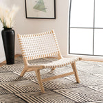 Fuentes Leather Woven Accent Chair
