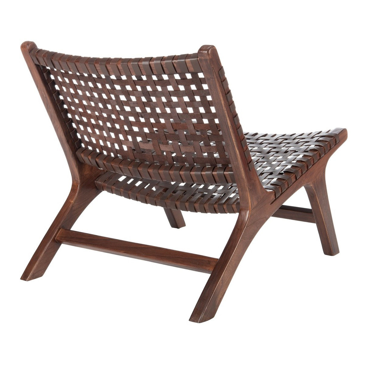 Zanna Leather Woven Accent Chair