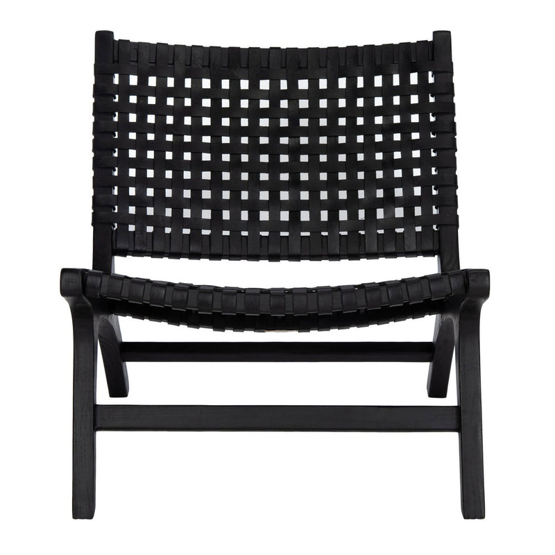 Fuentes Leather Woven Accent Chair