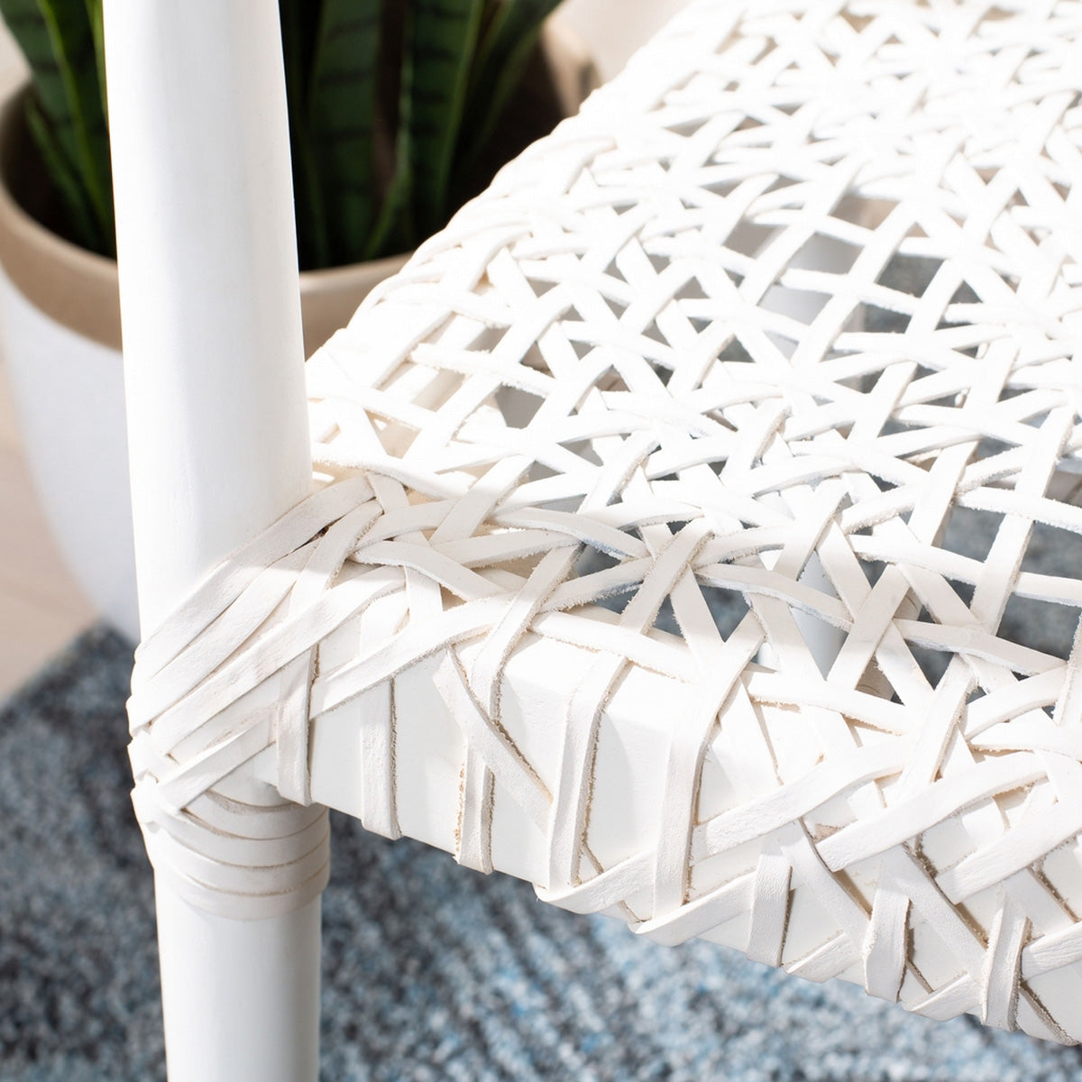 Maia Leather Woven Accent Chair