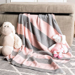 Pink/Grey Ivy League Baby Blanket