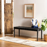 North Leather Weave Bench