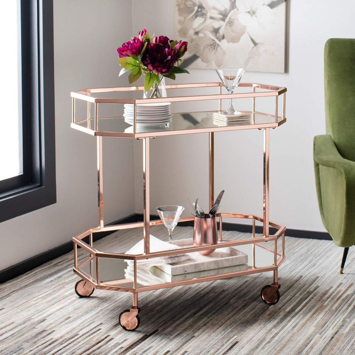 Kira 2 Tier Octagon Bar Cart