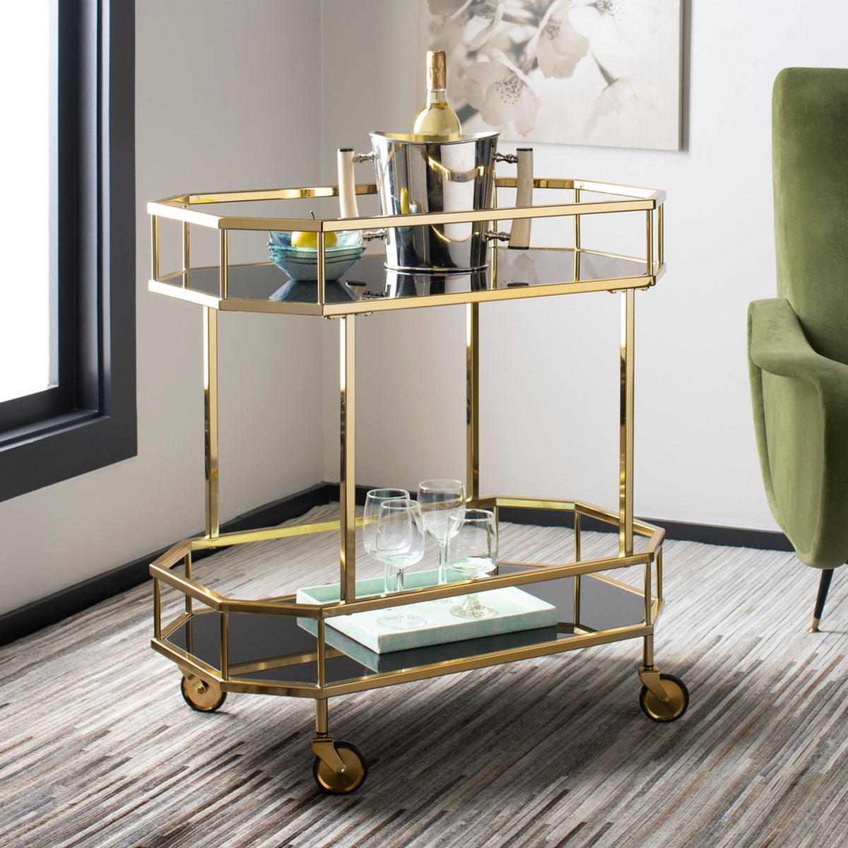 Kira 2 Tier Octagon Bar Cart