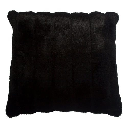 Square Feathers Black Mink Fur Throw Pillow