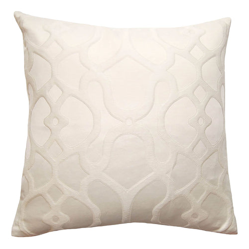 Square Feathers Blanco Ornate Throw Pillow