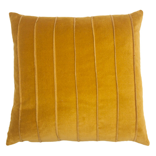 Square Feathers Cannes Yellow Velvet Band Throw Pillow