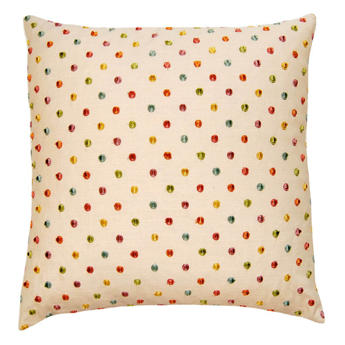Square Feathers Coral Dots Throw Pillow