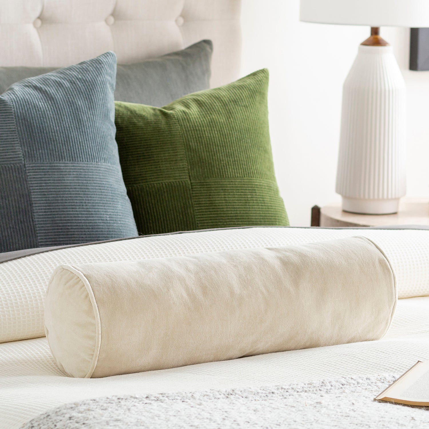 Olivia Cotton Velvet Bolster Pillow