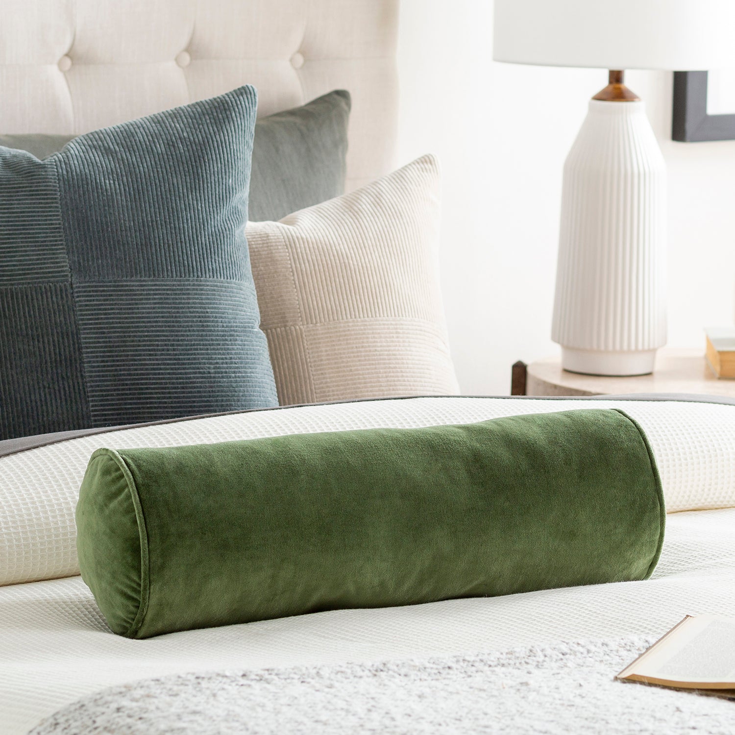 Olivia Cotton Velvet Bolster Pillow