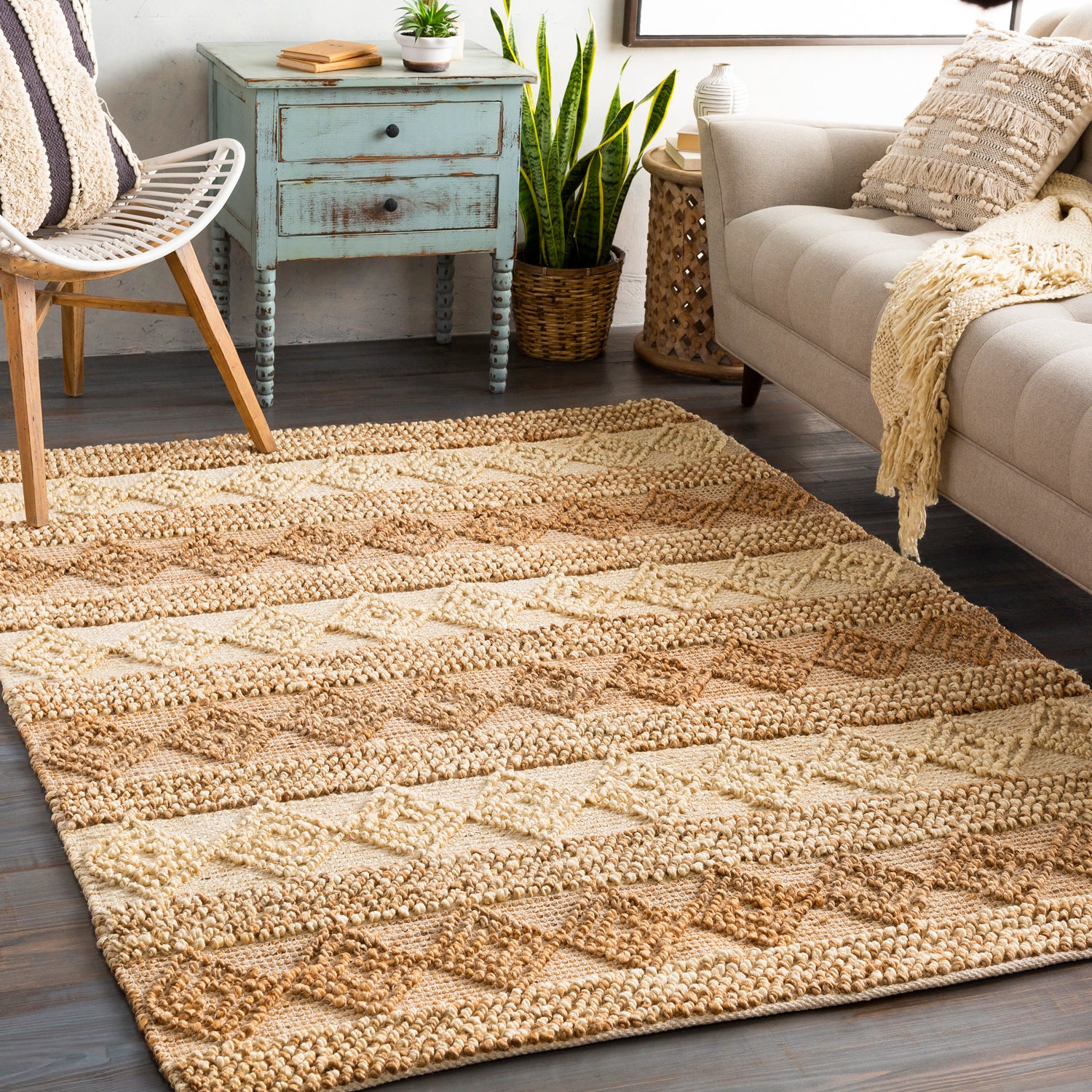 Surya Farmhouse Naturals Row Hand Woven Jute Rug