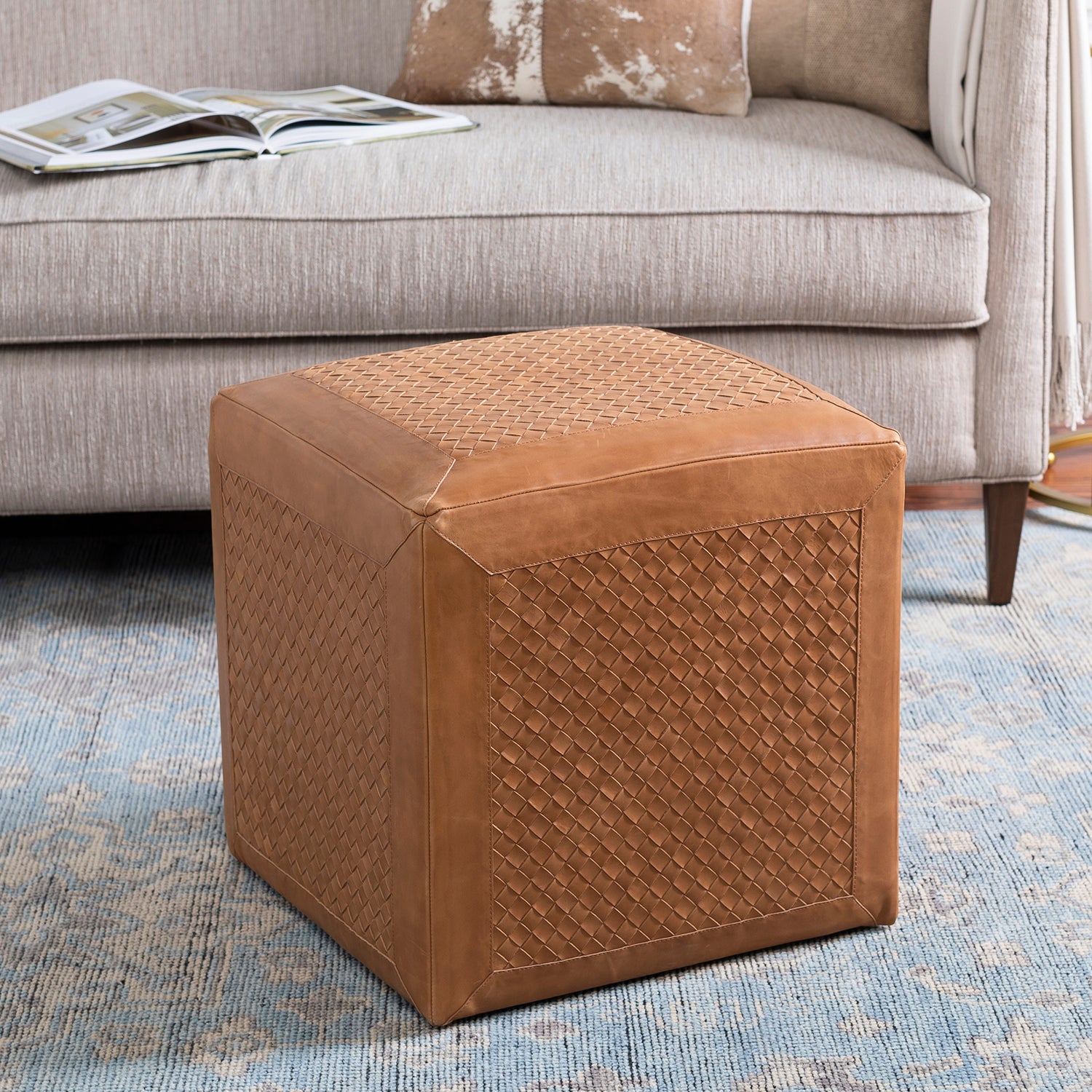 Faber Leather Pouf