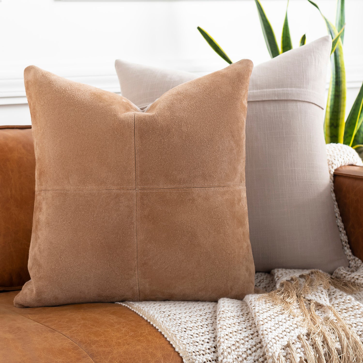 Galley Leather Throw Pillow