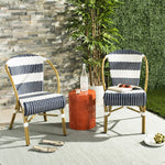Lia Striped French Bistro Outdoor Side Chair Set of 2
