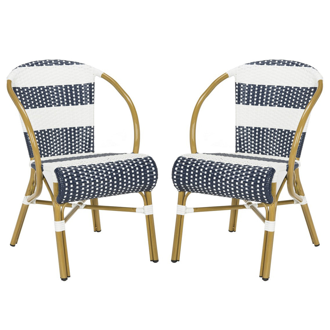 Lia Striped French Bistro Outdoor Side Chair Set of 2