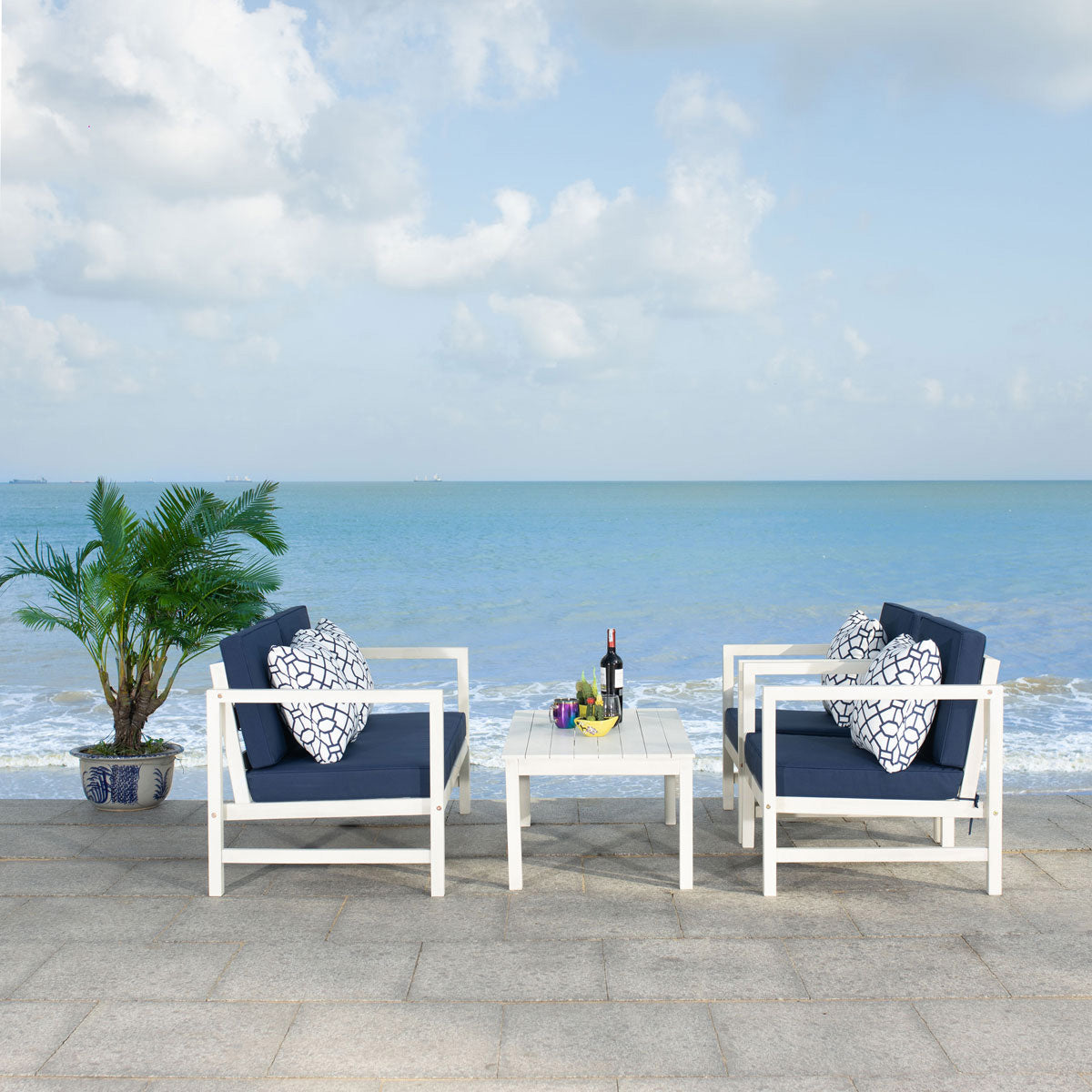 Eleanor 4-Piece Outdoor Living Set Navy/White