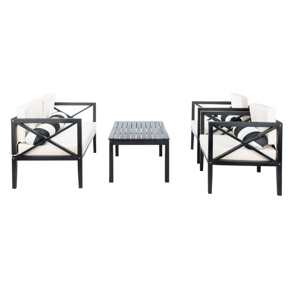Athena 4-Piece White/Black Outdoor Living Set