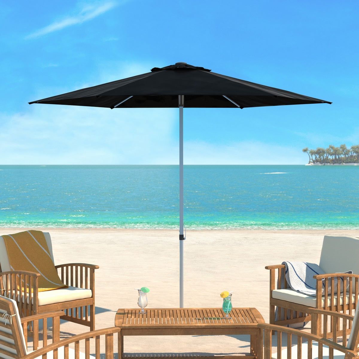 Micaela 9-ft Push Up Round Patio Umbrella