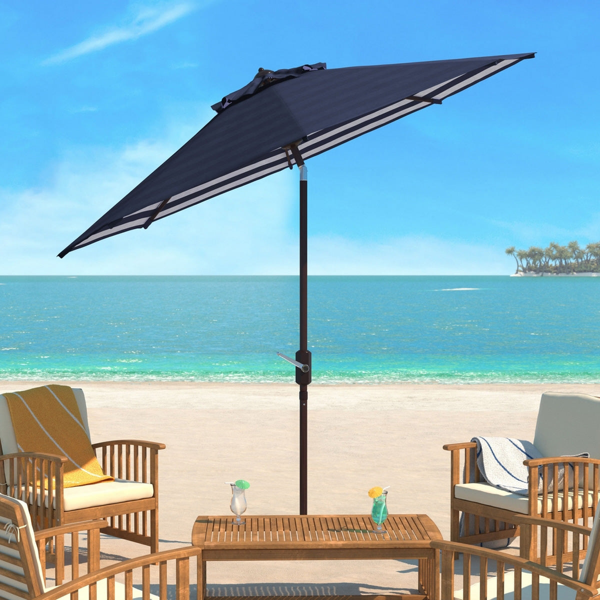 Odette Inside Out Striped 9-ft Round Patio Umbrella