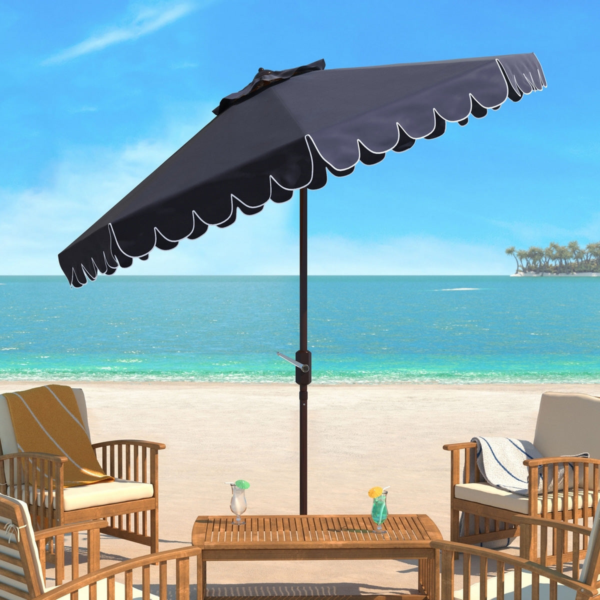 Greta Scallop 9-ft Round Patio Umbrella