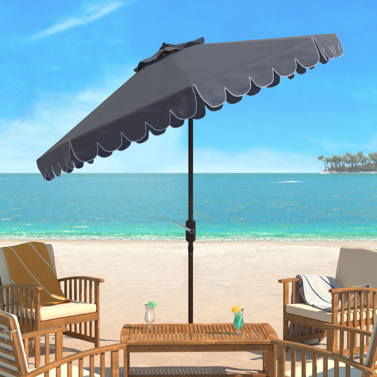 Greta Scallop 9-ft Round Patio Umbrella