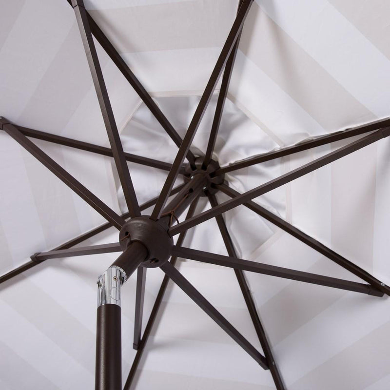 Iris Scallop Striped 9-ft Round Patio Umbrella