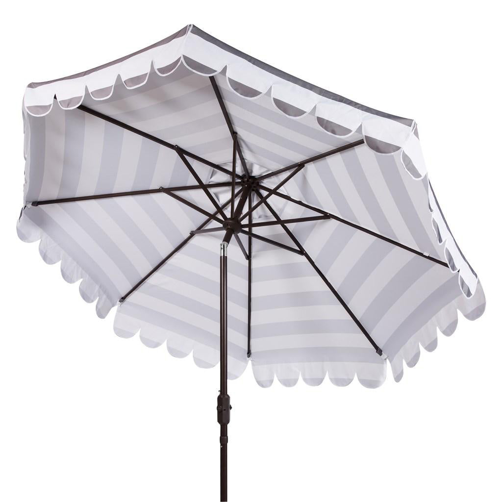 Iris Scallop Striped 9-ft Round Patio Umbrella