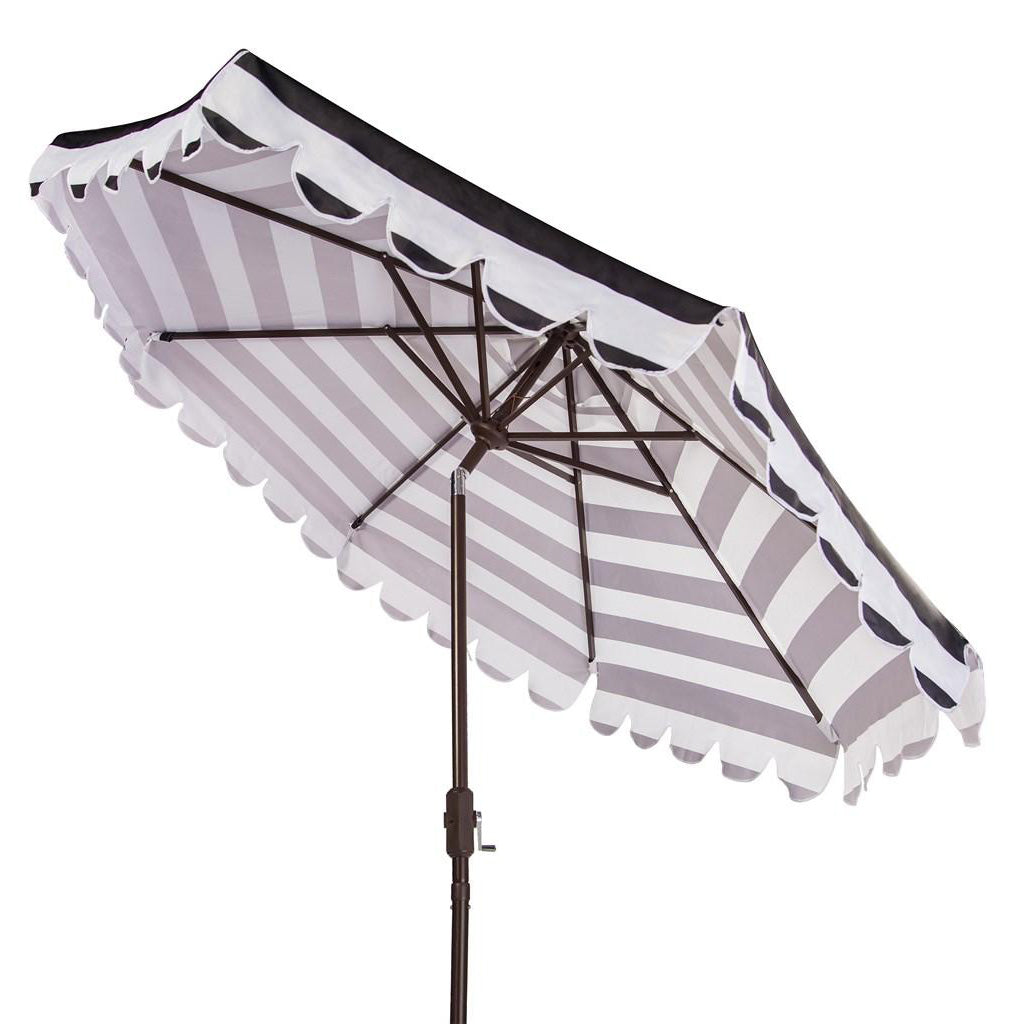 Iris Scallop Striped 9-ft Round Patio Umbrella