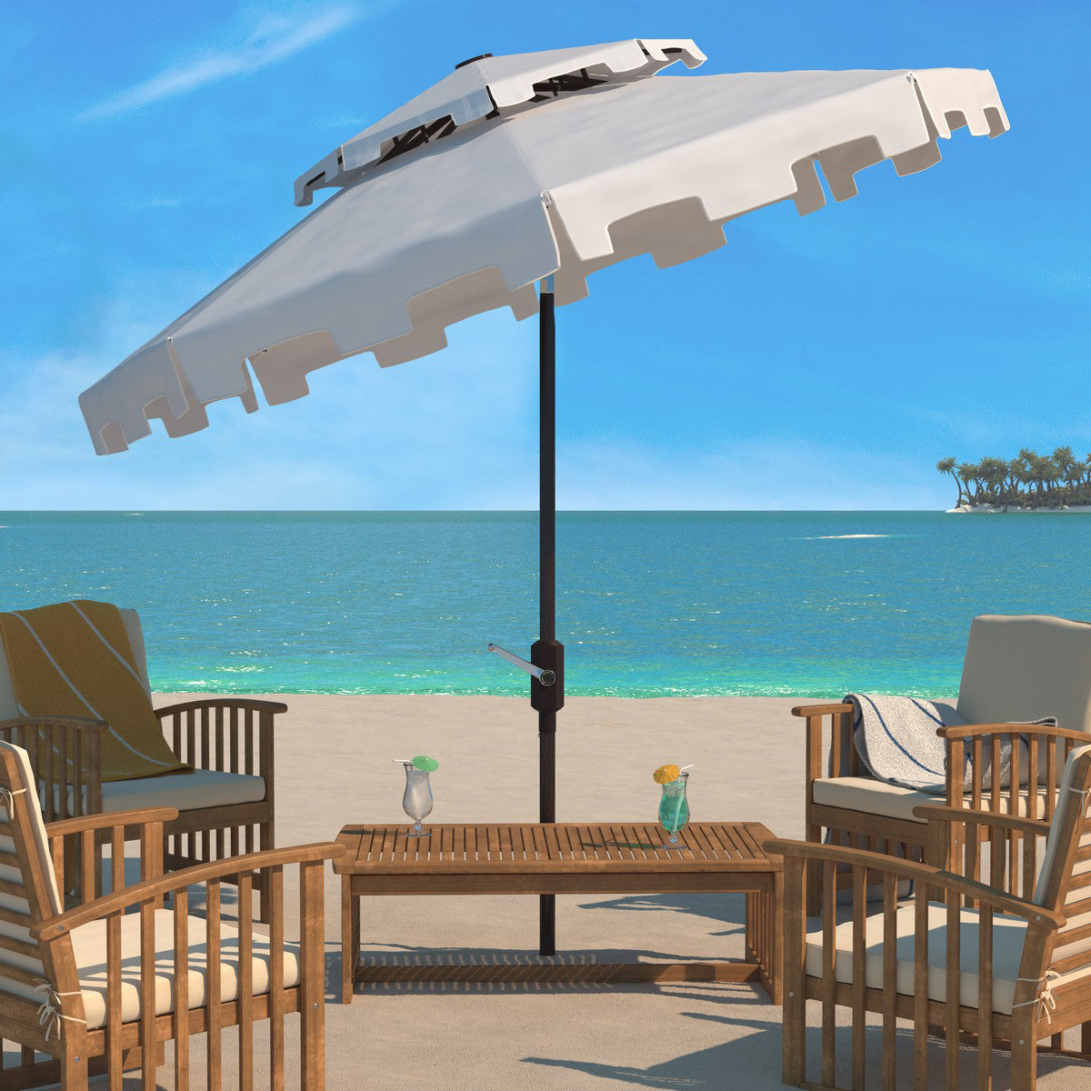Constance 9-ft Double Top Round Patio Umbrella