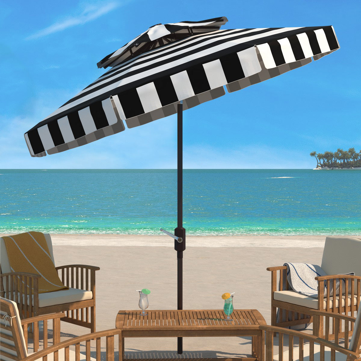 Lorelei 9-ft Double Top Round Patio Umbrella